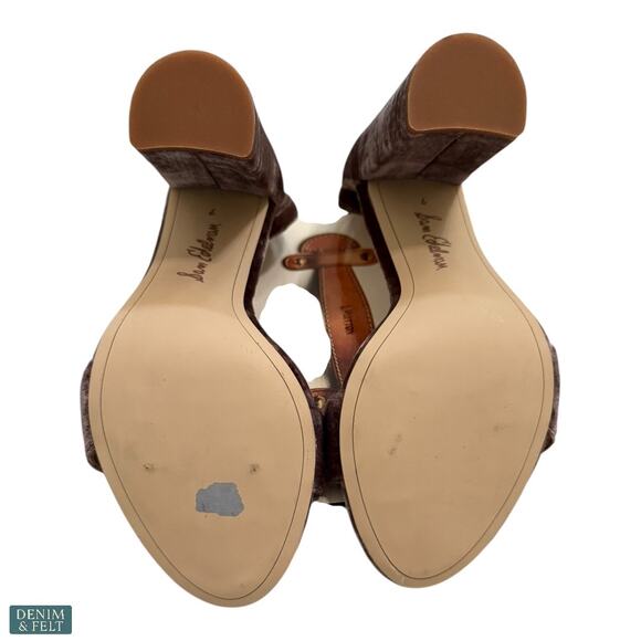 Sam Edelman Velvet Yaro Block Heels Taupe Brown Ankle Strap Dress Sandal 7 - Picture 7 of 9